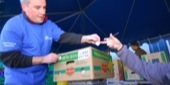 Intel Oregon employees volunteer their time at the local food bank.